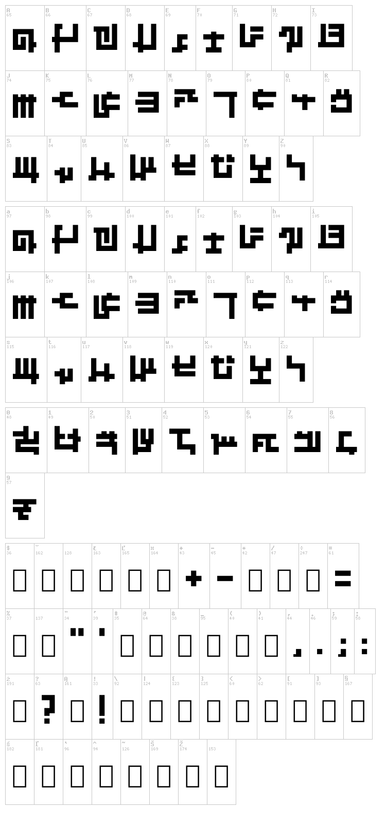 Kruptos font map