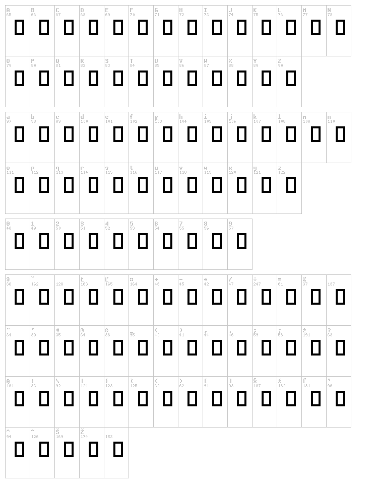 LDC Paraplegia font map