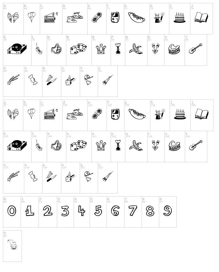 Life Style Memory font map
