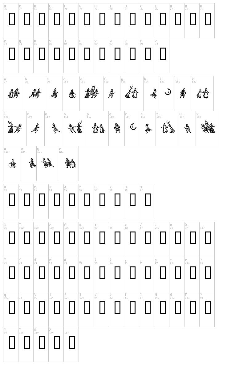 Little People font map