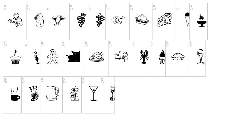 LP Food font map