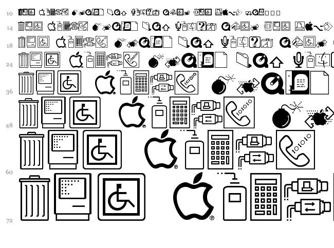 Mac Dingbats font waterfall