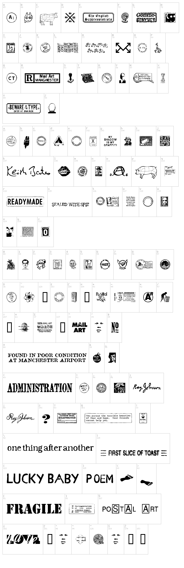MailArt Graphics font map