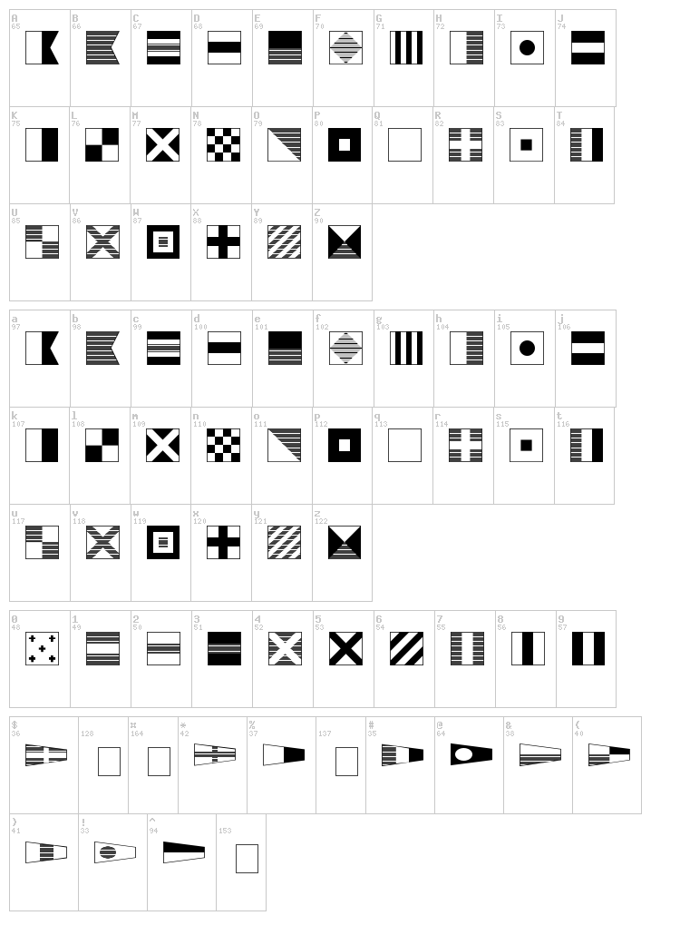 Maritime Flags font map