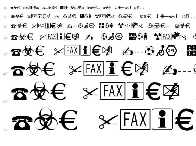 Martin Vogel's Symbols font waterfall