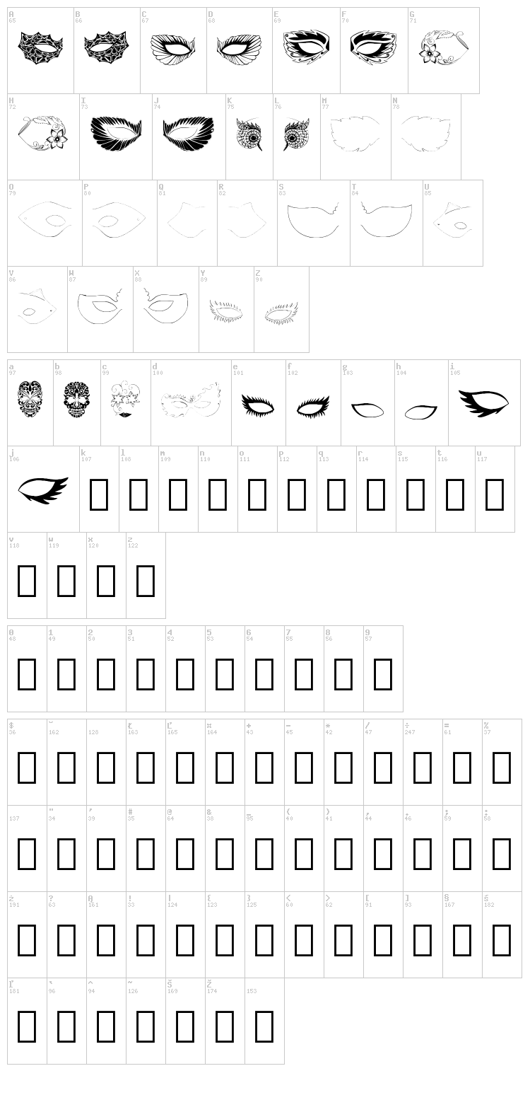 Maskby EBO font map