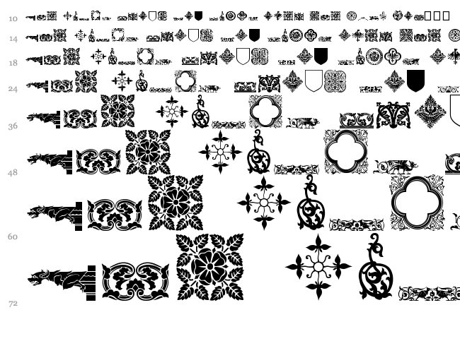 Medieval Dingbats font waterfall