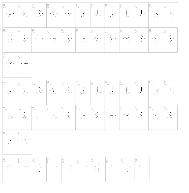 Mister Wolf font map
