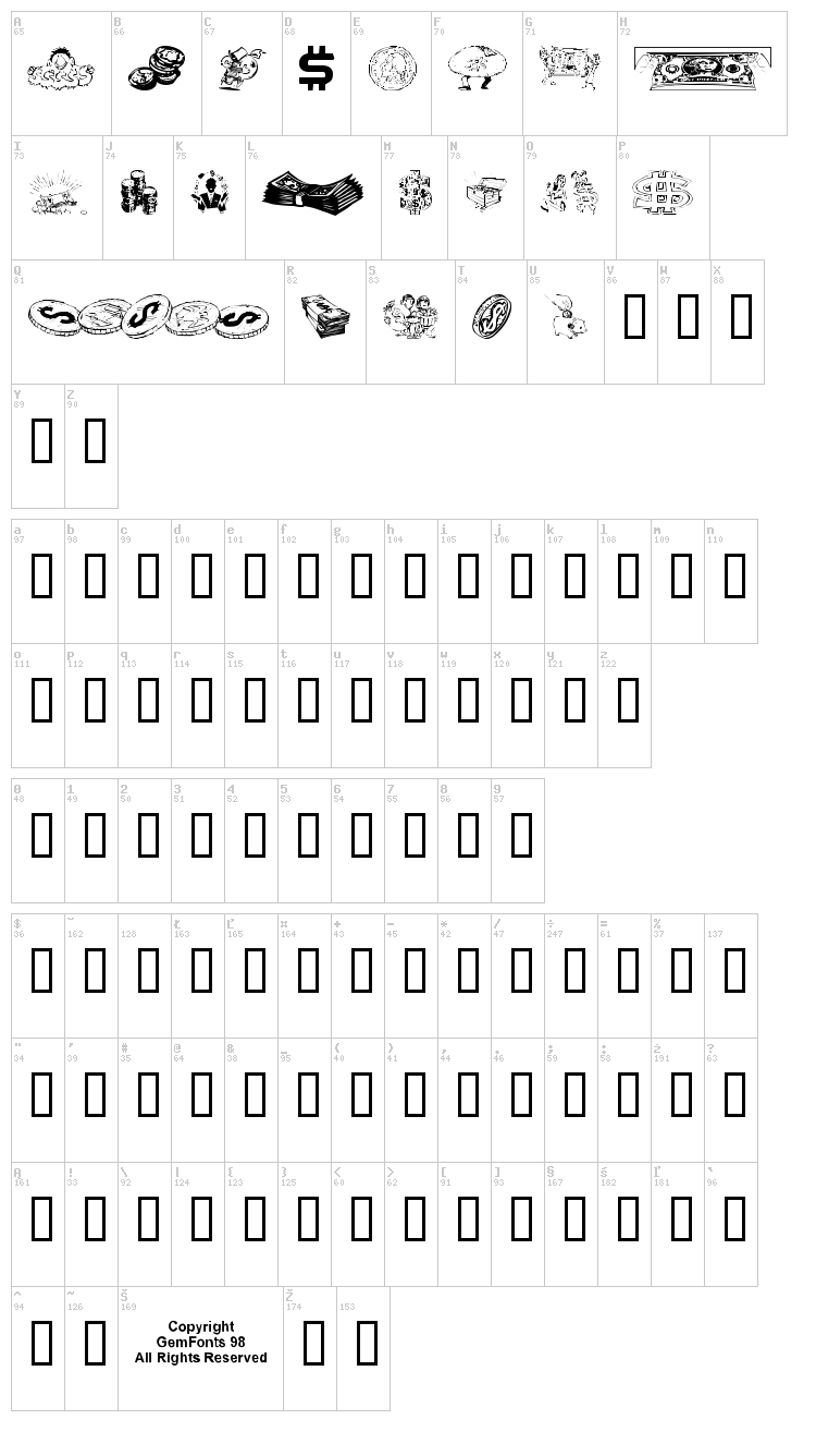 Moolah font map