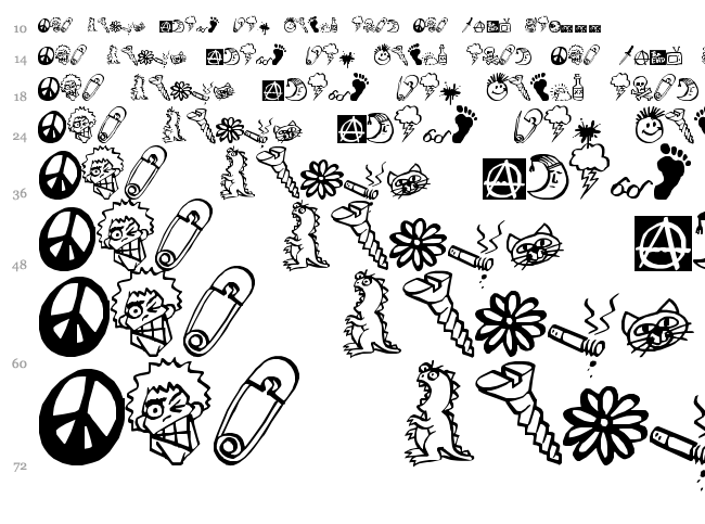 MW Ding-A-Lings font waterfall