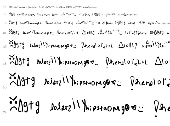 MyRanda Symbols font waterfall