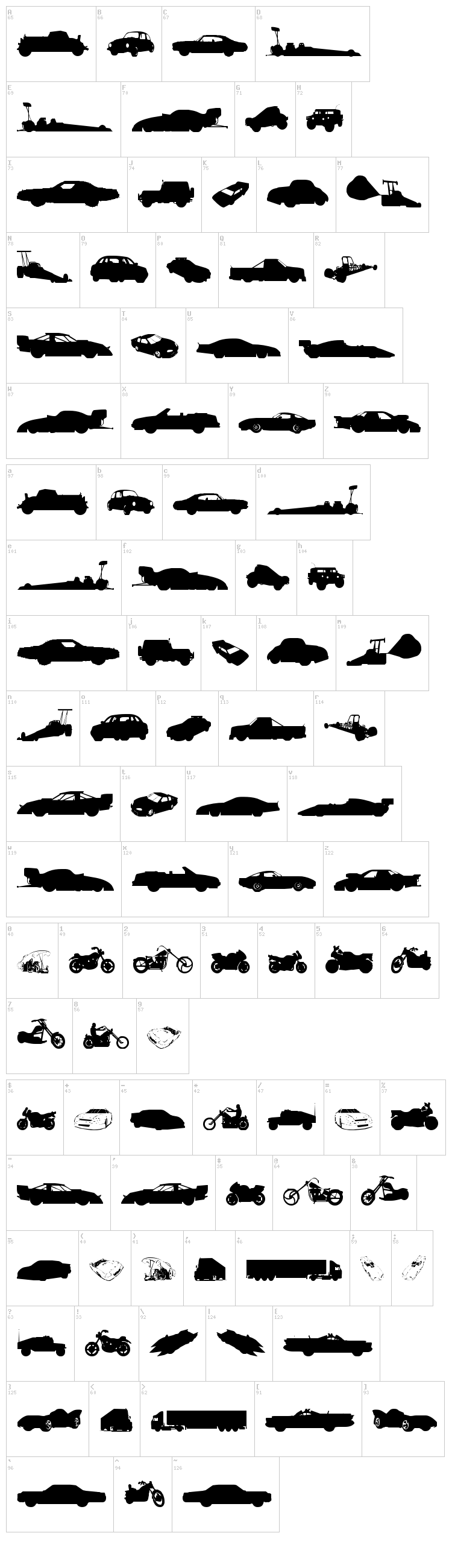 Need for Speed font map