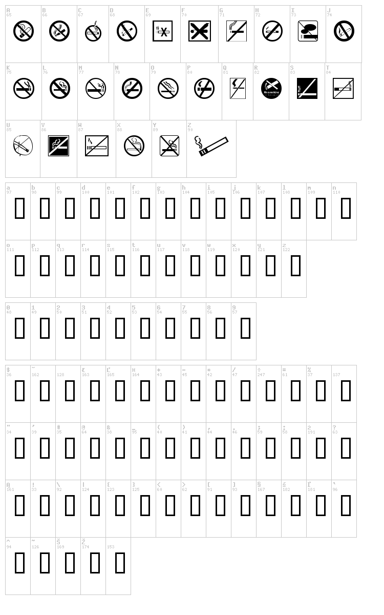 No Smoking font map