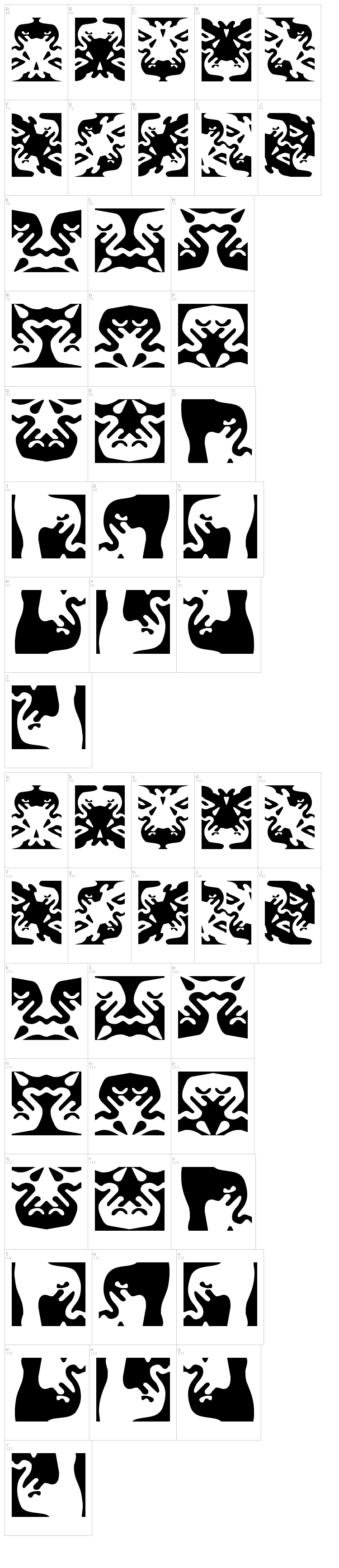 Obey Series 1 font map