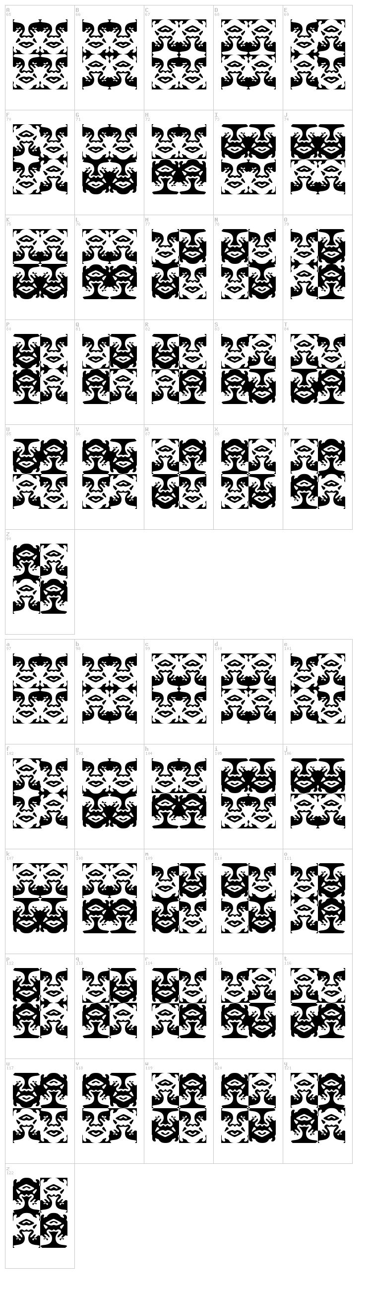 Obey Series 1 font map