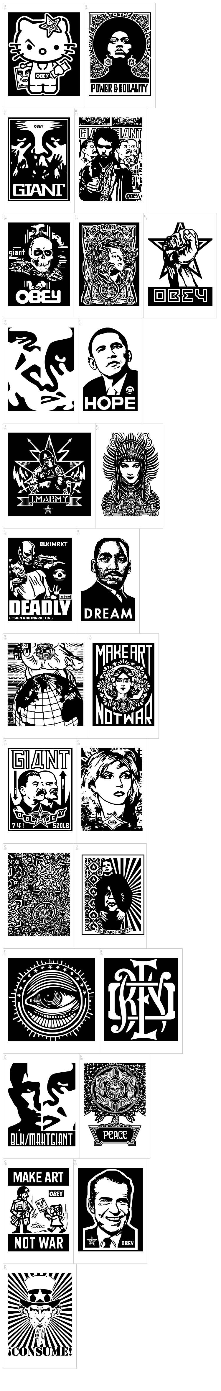 Obey Series 2 font map