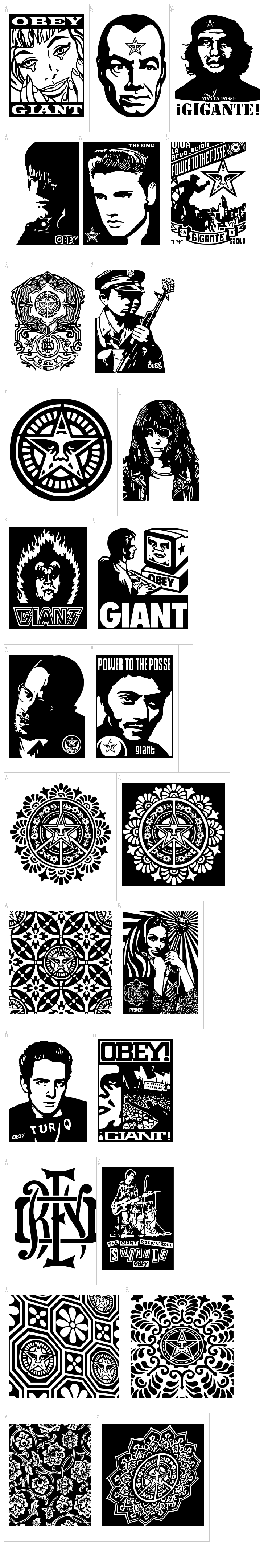 Obey Series 2 font map