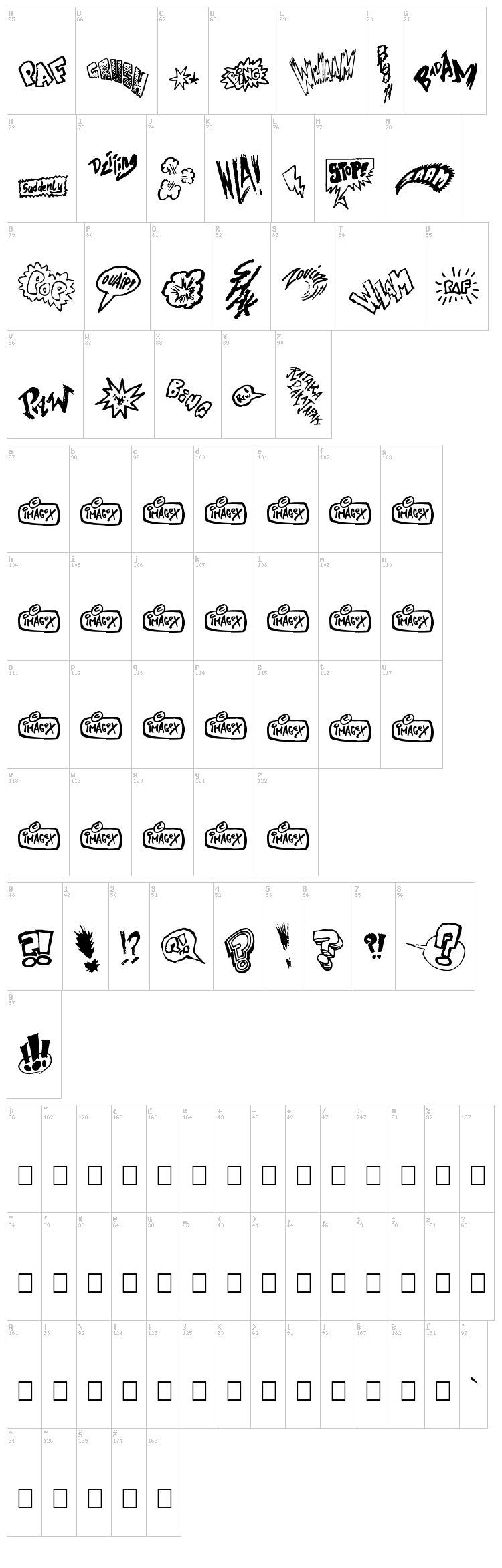 Onomatopaf font map