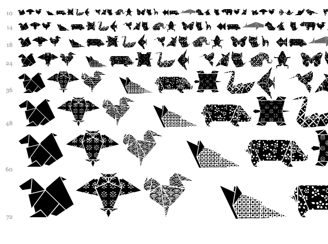 Origami Bats font waterfall