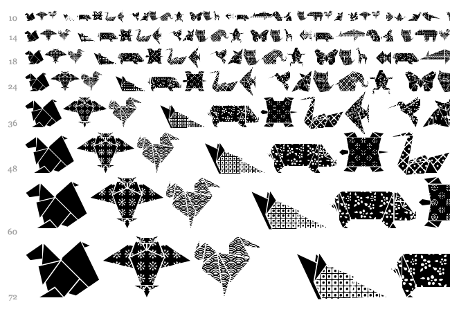 Origami Bats font waterfall