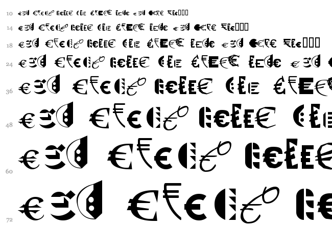 P22 Euros font waterfall