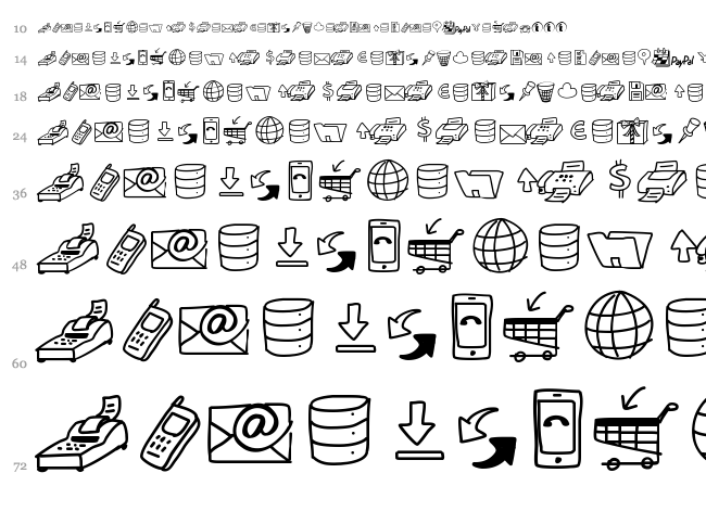 Peax Drawn Icons font waterfall