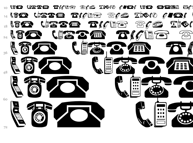 Phones font waterfall