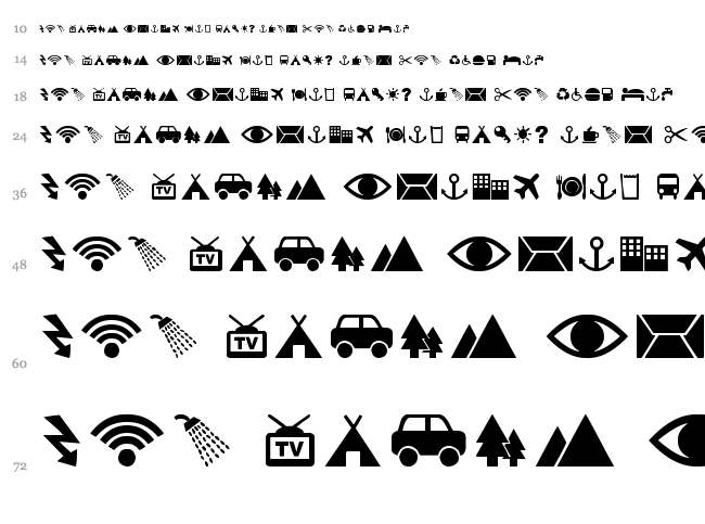 Pictogramz font waterfall