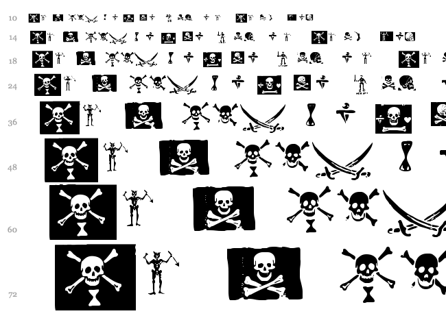 Pirates PW font waterfall