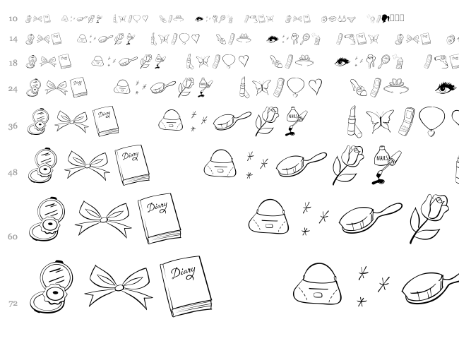 Princess BV font waterfall