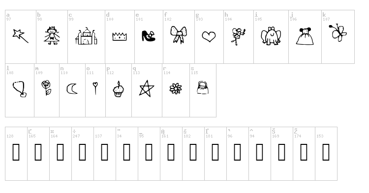 Princess Dings font map