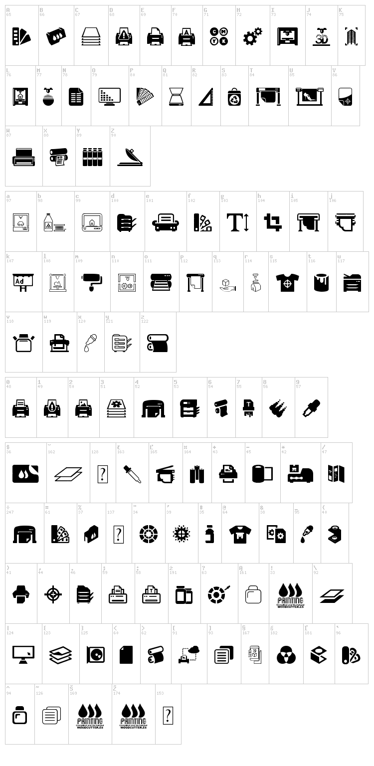 Printing font map