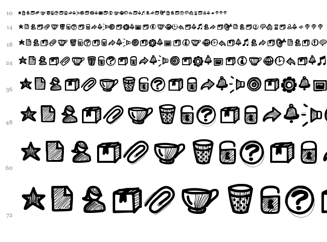 PW Small Icons font waterfall