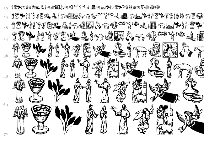 Religious Symbols font waterfall