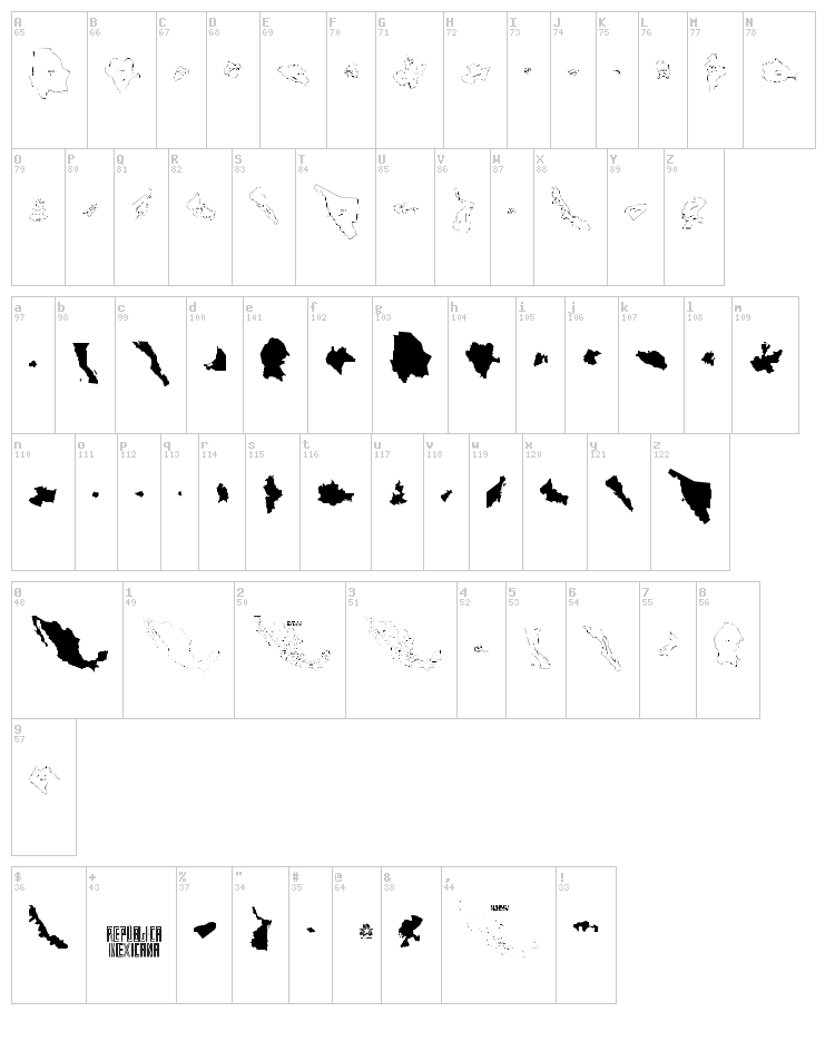 Republica Mexicana font map