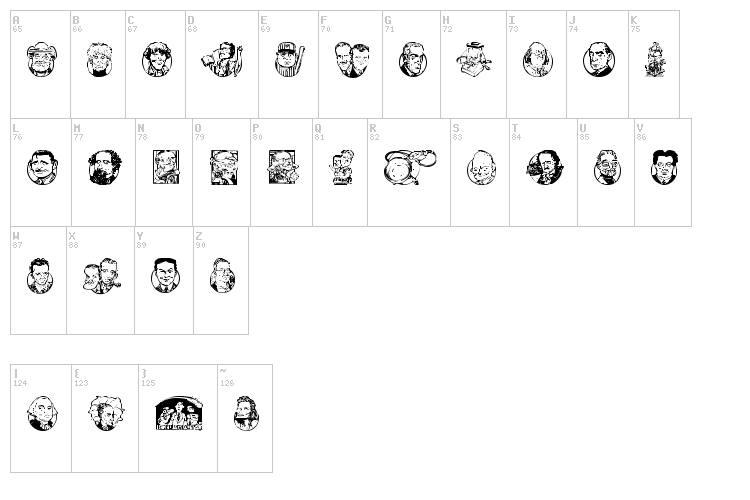Rick Geary Homage font map