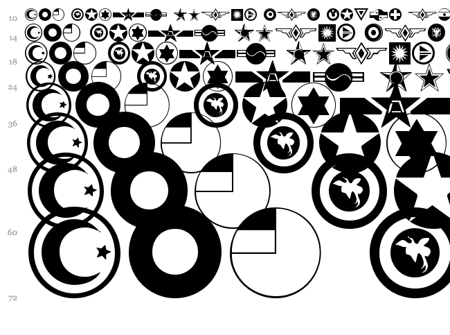 Roundels font waterfall