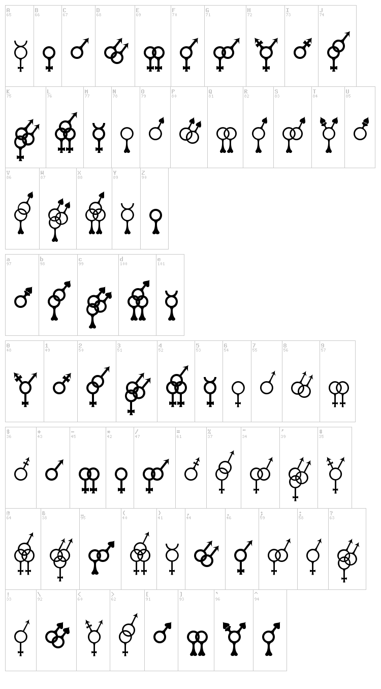 Sekushii font map