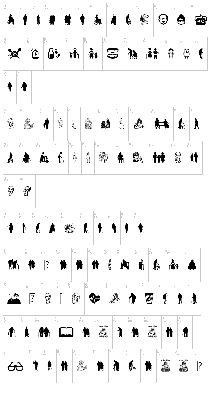 Senior Citizen font map