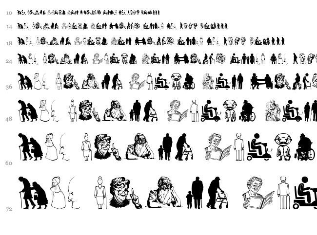 Senior Citizen font waterfall
