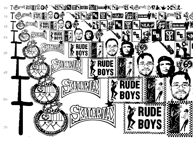 Ska+ font waterfall