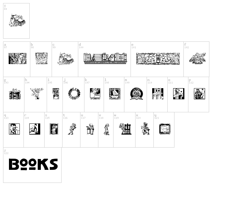 SL Book Arts font map