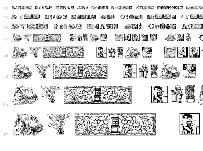 SL Book Arts font waterfall