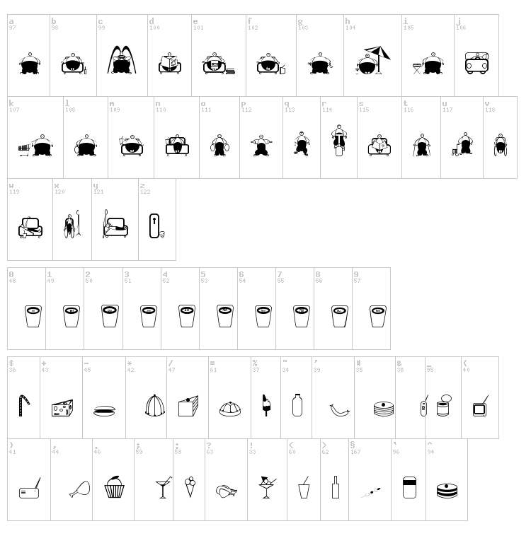 Slimfast font map