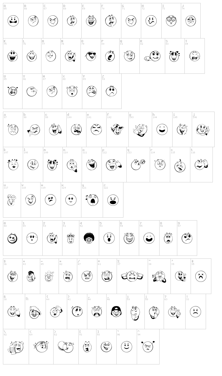 Smile 2 Me font map