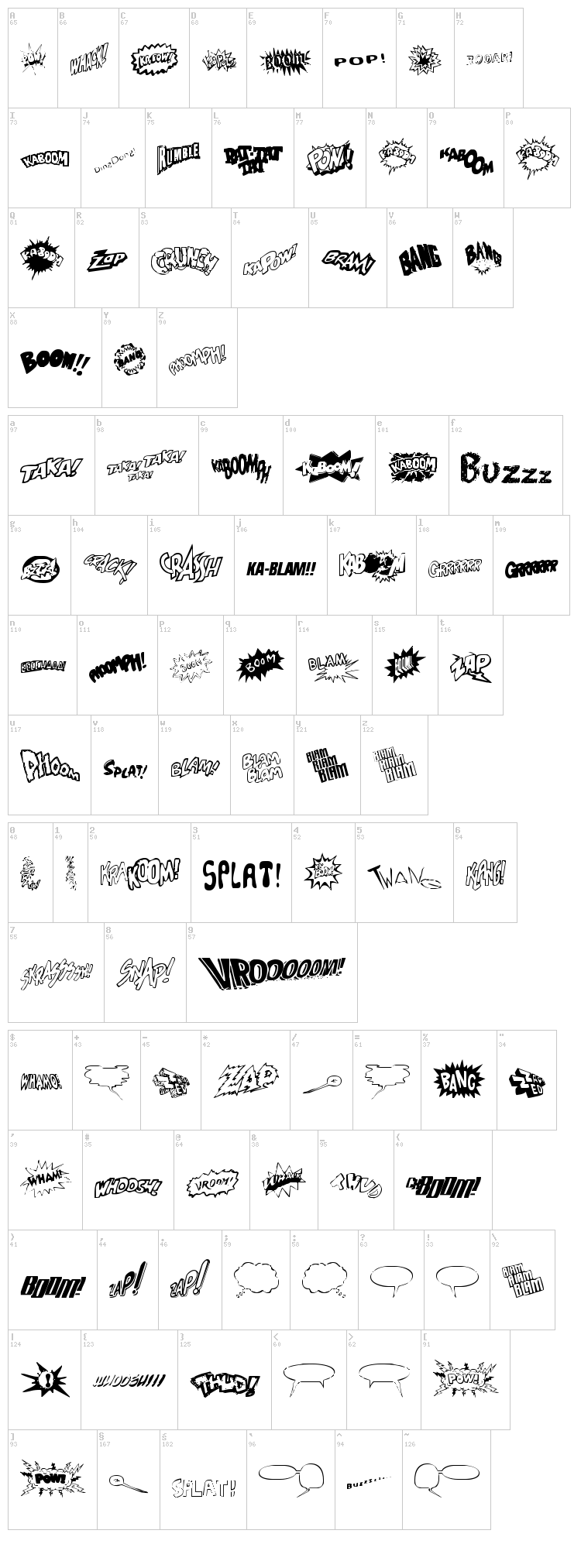 Sound FX font map