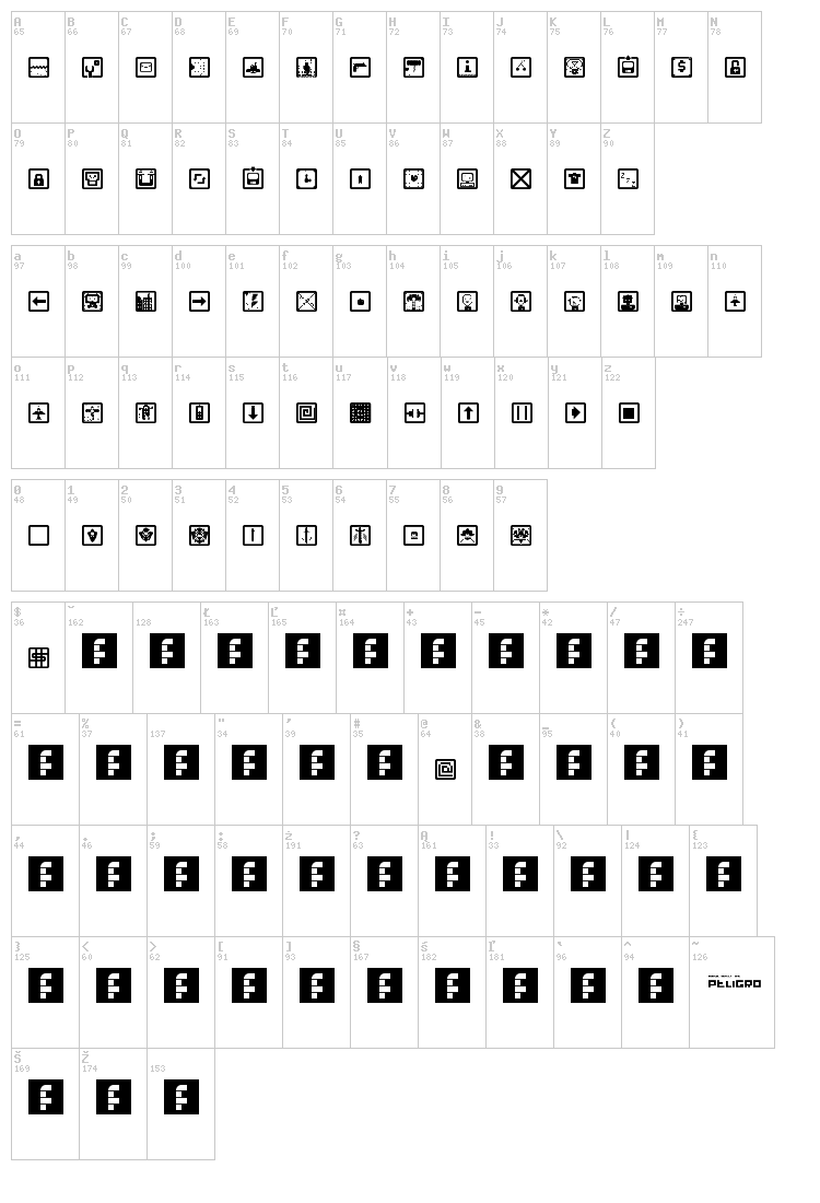 Space Game Icons font map