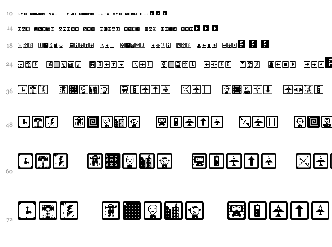 Space Game Icons font waterfall