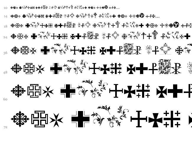 Symbol Crucifix font waterfall