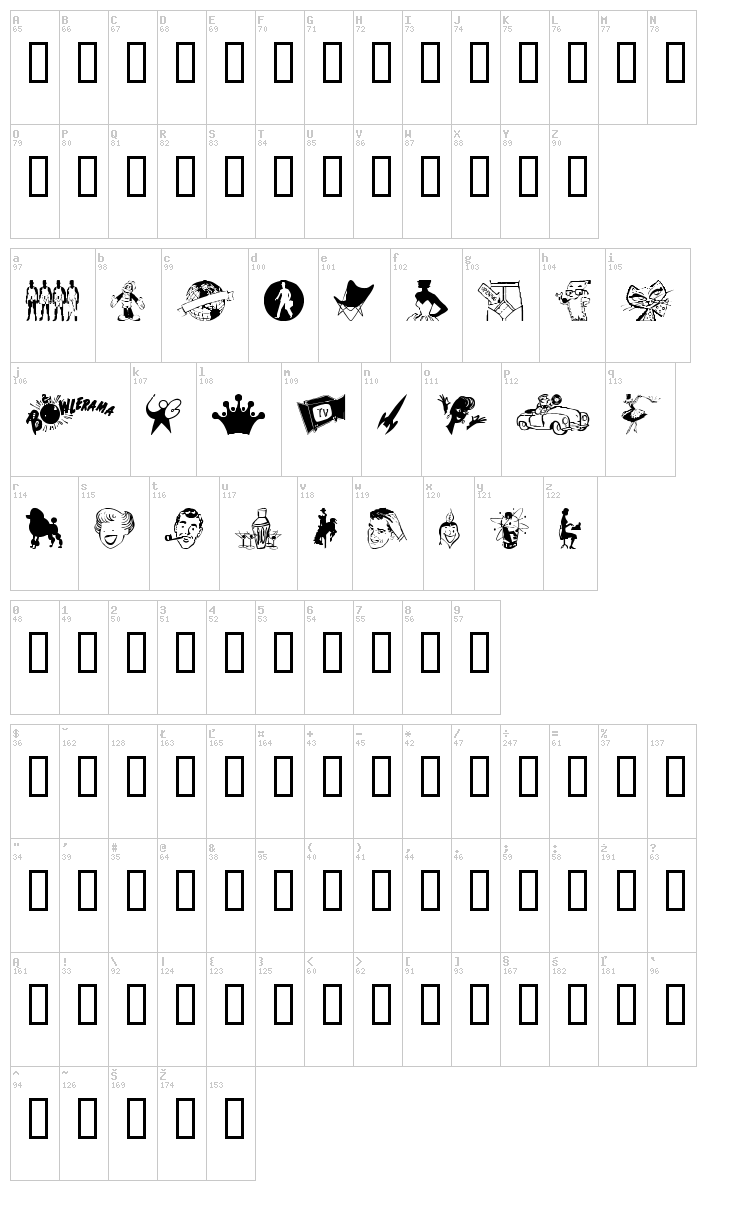 TackODing font map